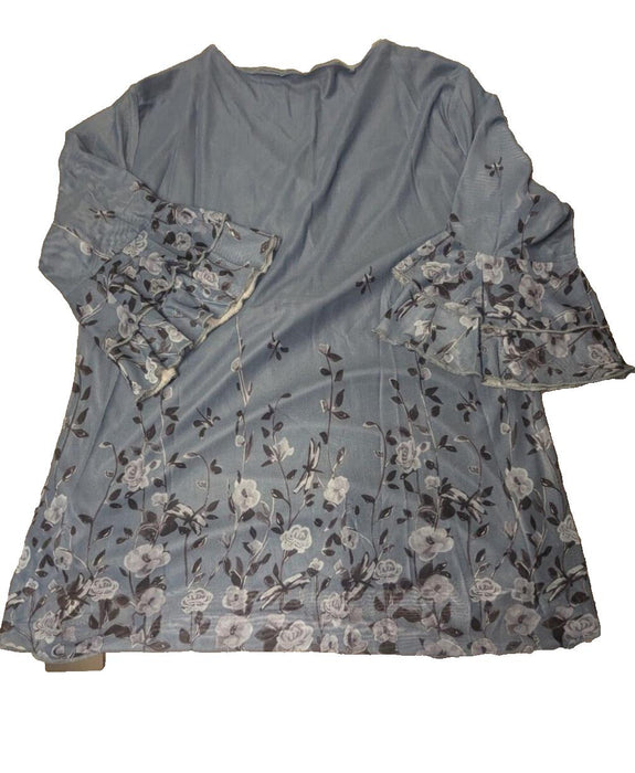 Rapbin Womans Top Blue Floral Medium