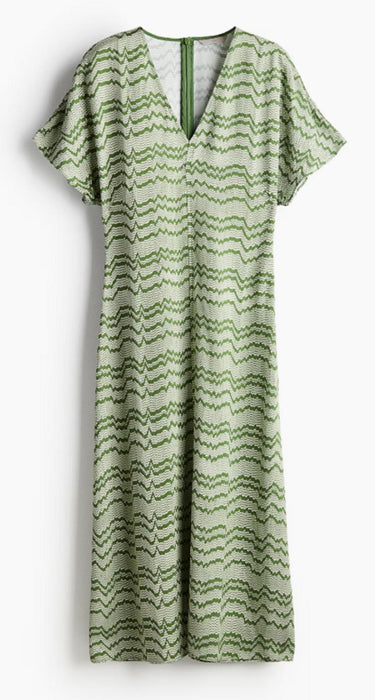 H&M V-neck dress - Green/Patterned - Small