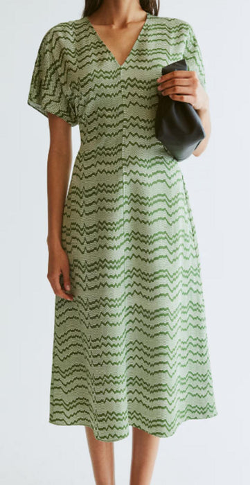 H&M V-neck dress - Green/Patterned - Small