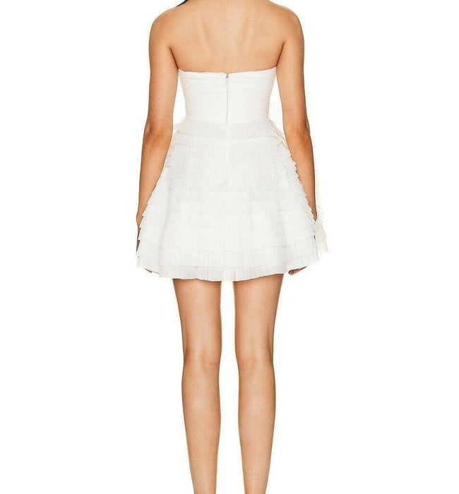 Aje Expressive Pleated Mini Dress Ivory Size UK 10