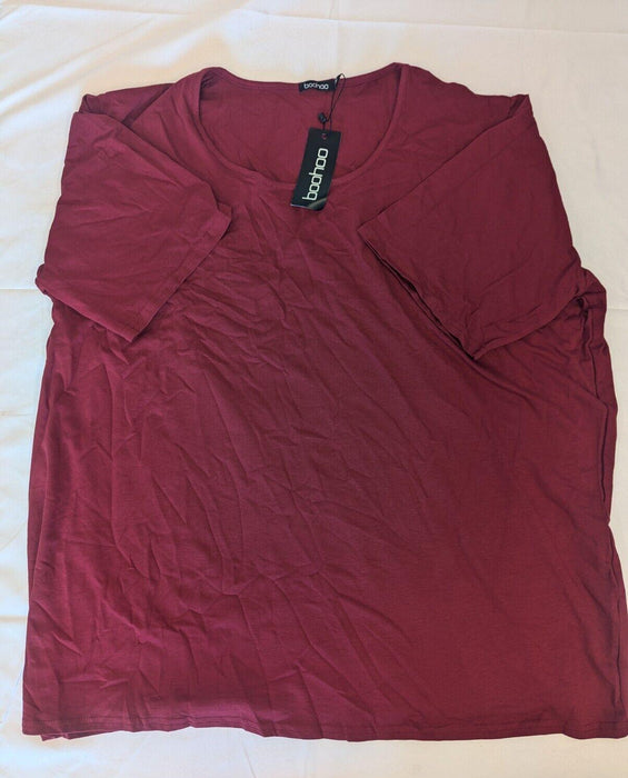 Boohoo Womans Plus Recycled Oversized T shirt Berry Size 22 UK