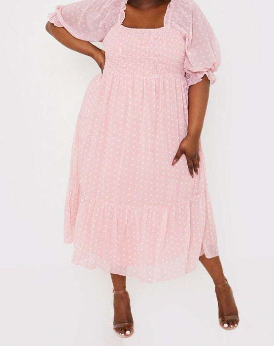 Jac Jossa Blush Polka Dot Bow Back Midi Dress