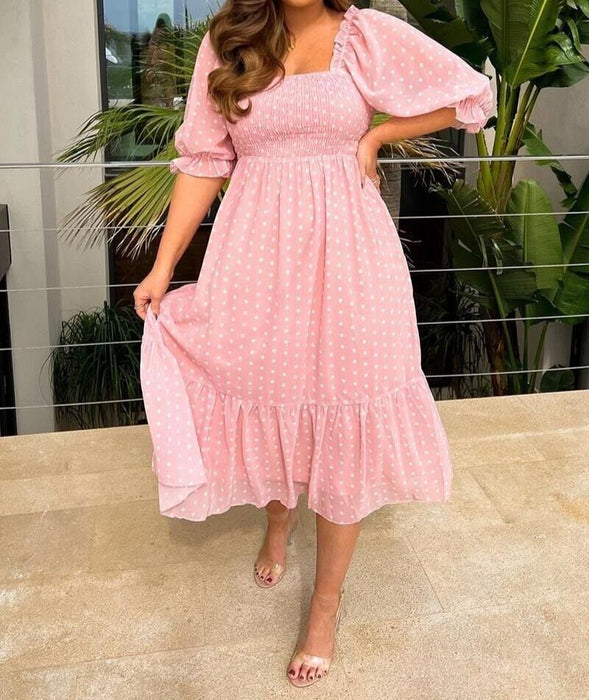 Jac Jossa Blush Polka Dot Bow Back Midi Dress