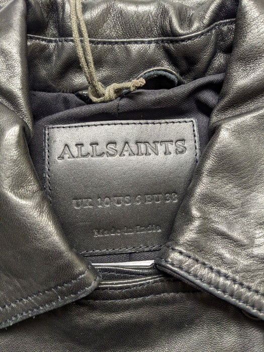 All Saints Dalby Leather Jacket  Black  Size 10 UK