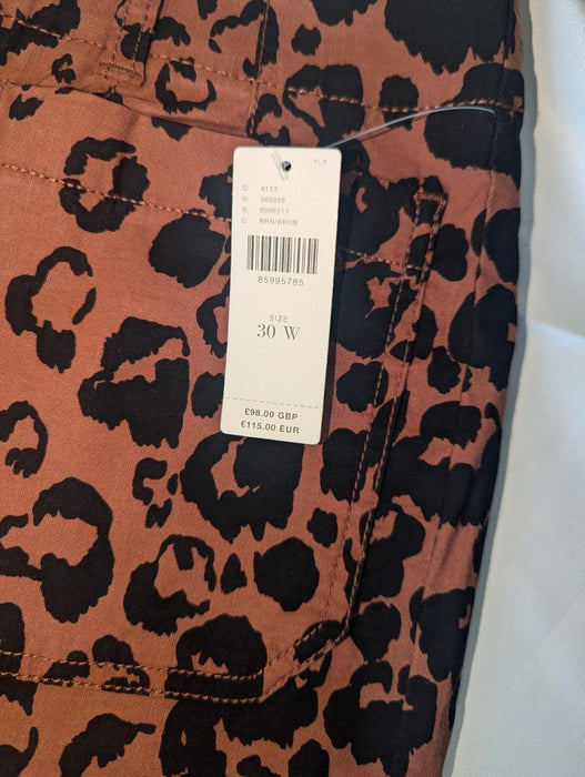 Anthropologie Dark Brown Leopard Trousers Size 30w