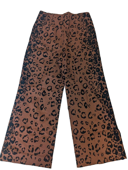 Anthropologie Dark Brown Leopard Trousers Size 30w