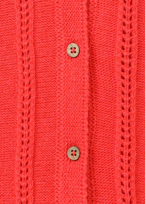 MISTRAL Notch Neck Scallop Cardigan in Cayenne - UK 16