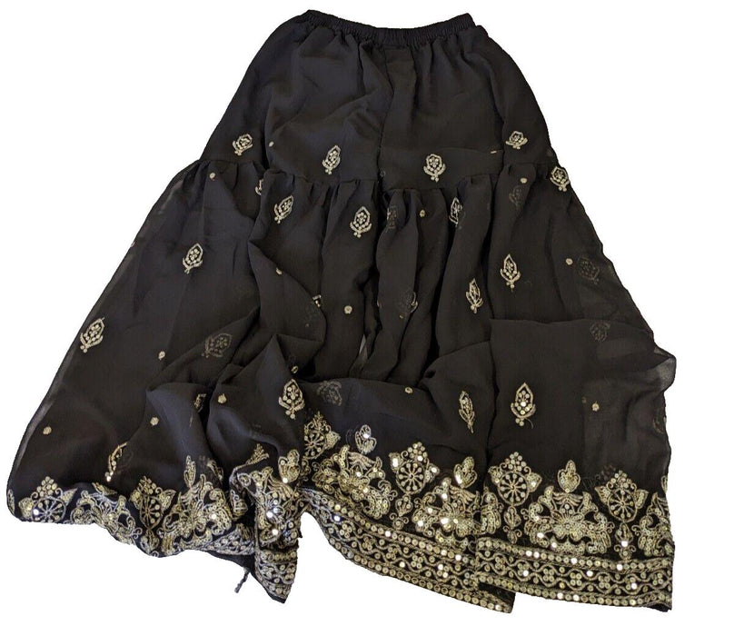 Dori-Sequence Work Top-Bottom And Dupatta Set Black Size Medium