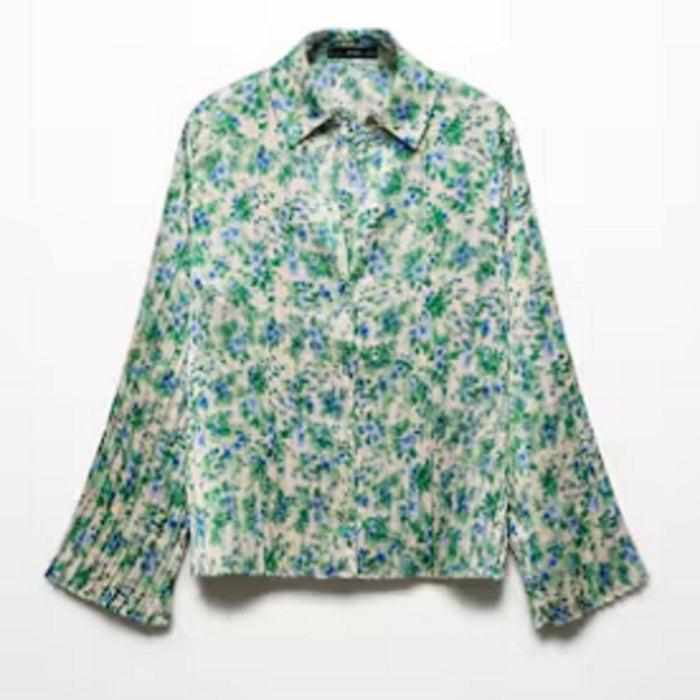 MNG Printed shirred shirt - Small