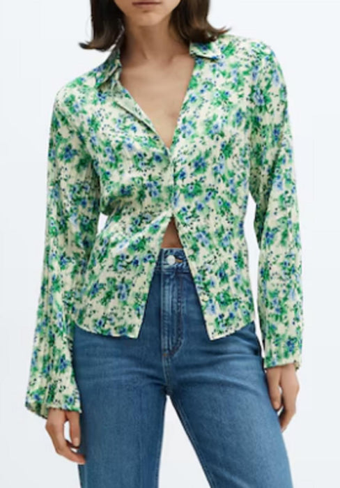 MNG Printed shirred shirt - Small