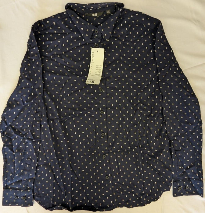 UNIQLO Women Rayon Long Sleeve Blouse - Navy - XXSmall