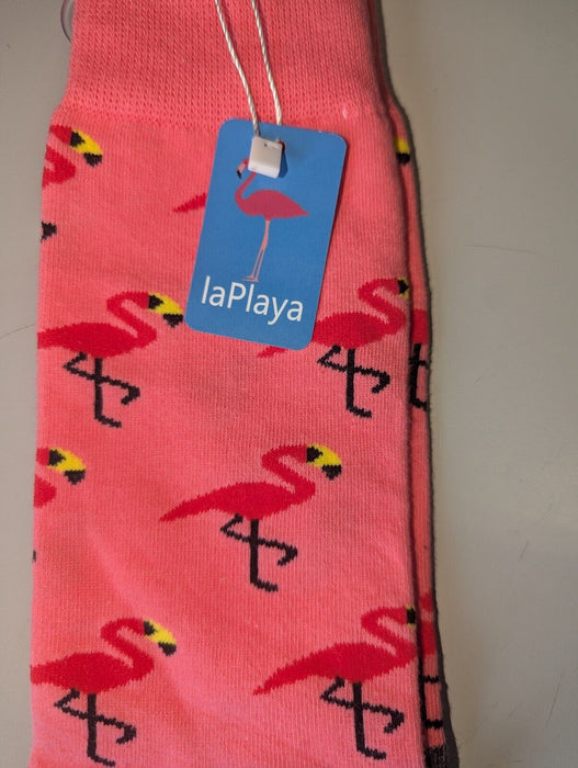 la playa pink flamingo socks