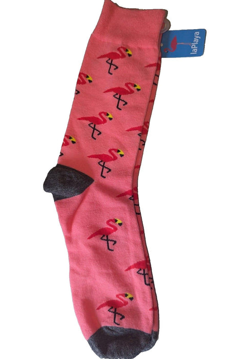 la playa pink flamingo socks