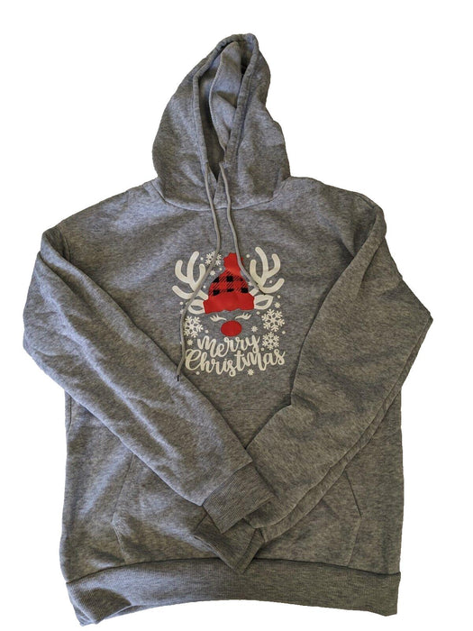 Womens Christmas Hoodie Grey Size Large