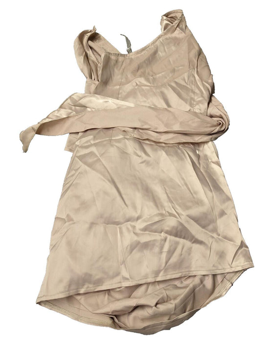 I SAW IT FIRST SATIN ASYMETRIC STRAP DRAPE BODYCON DRESS CHAMPAGNE Size 10