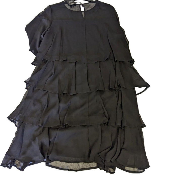 Joanna Hope Black Tiered Shift Dress Black Size UK 16