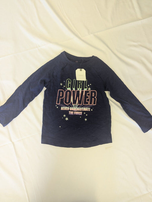 Next Navy Girl Power Long Sleeve Top 3 Years