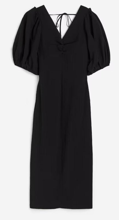 H&M Balloon-sleeved dress - Black - Euro XLarge