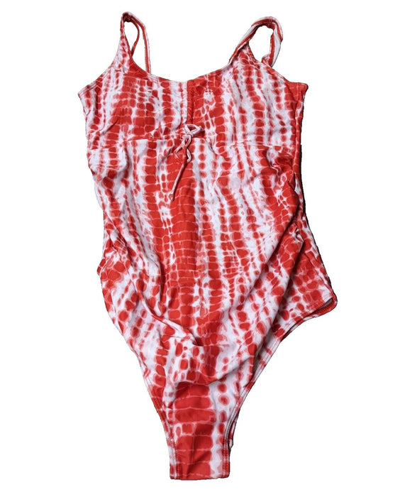 Lace Up One Piece Swimsuit Red Size Large