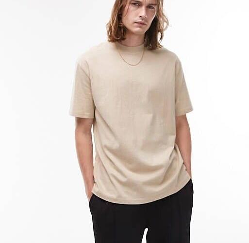 Topman oversized fit t-shirt in stone Size Small