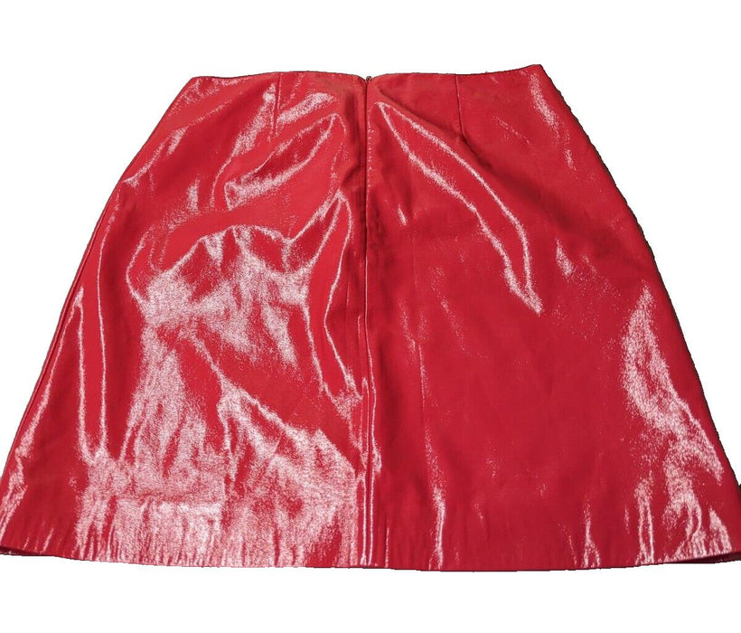 Alexachung Red Faux Leather Skirt Size 10