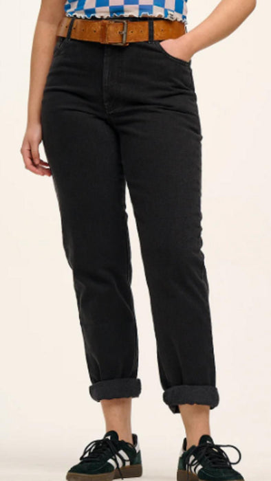 Lucy & Yak Dana Mom Jeans: ORGANIC DENIM - Washed Black - 38 Regular