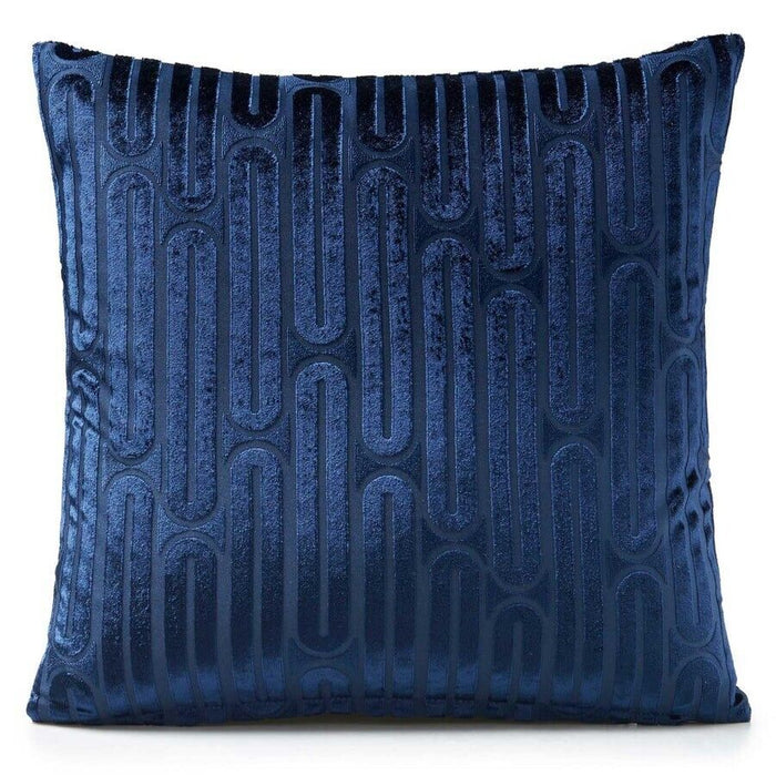 Oboe Geometric Velvet Navy Cushion Cover 18" x 18" - Pack of 2