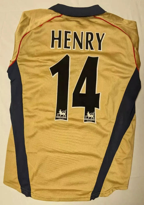 Arsenal 2001 Away Sega Gold Top - Henry 14 On The Back - Medium *SEE DESCRPTION*