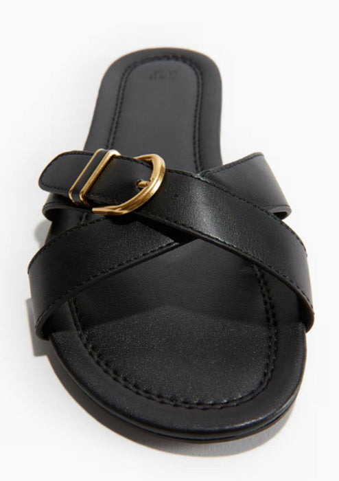 H&M Buckle-detail sandals - Black - Size UK 5