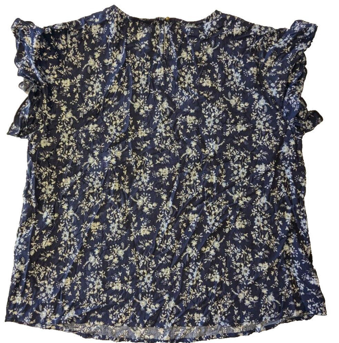 True Sage Flowered Top - Dark Blue - Size XXLarge