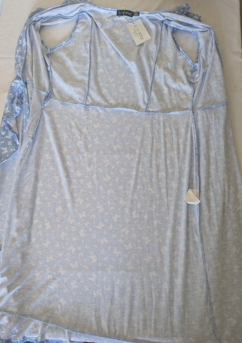 In the Style Billie Faires Blue Butterfly Wrap Front Midi Dress Size 16