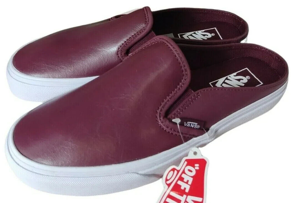 Vans classic mule slip on maroon leather shoes size UK 6