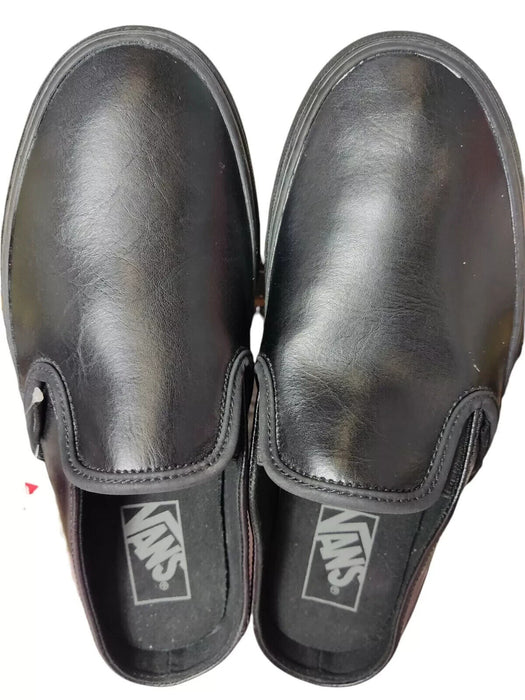 Vans classic slip on mule black leather open back size UK 6