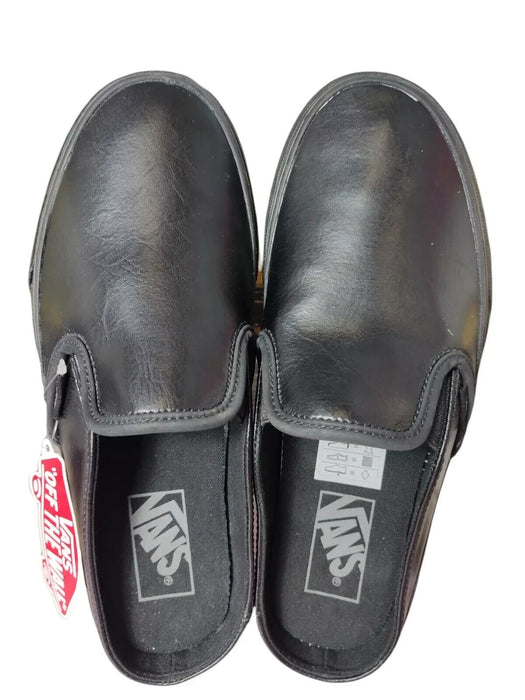 Vans classic slip on mule black leather open back size UK 6