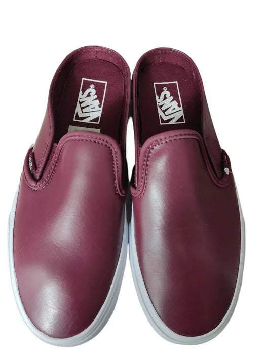 Vans classic mule slip on maroon leather shoes size UK 5.5