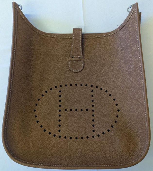 HERMES Evelyne III PM Brown Leather Shoulder Bag