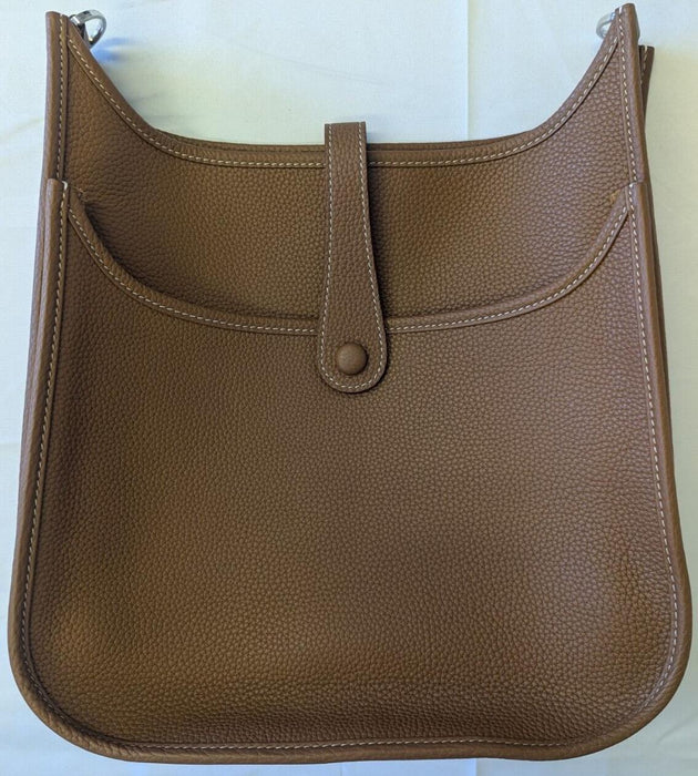 HERMES Evelyne III PM Brown Leather Shoulder Bag