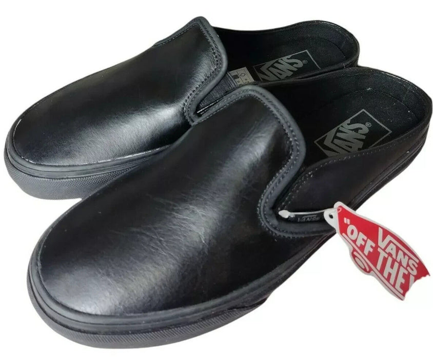 Vans classic slip on mule black leather open back size UK 4.5