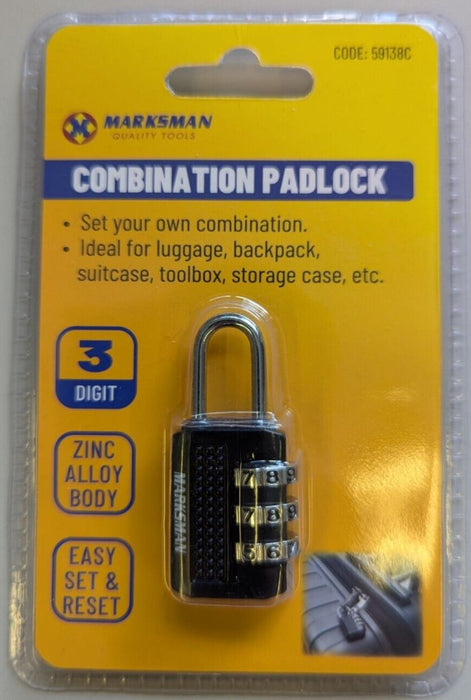 MARKSMAN 3-DIGIT COMBINATION ZINC ALLOY SLIM PADLOCK