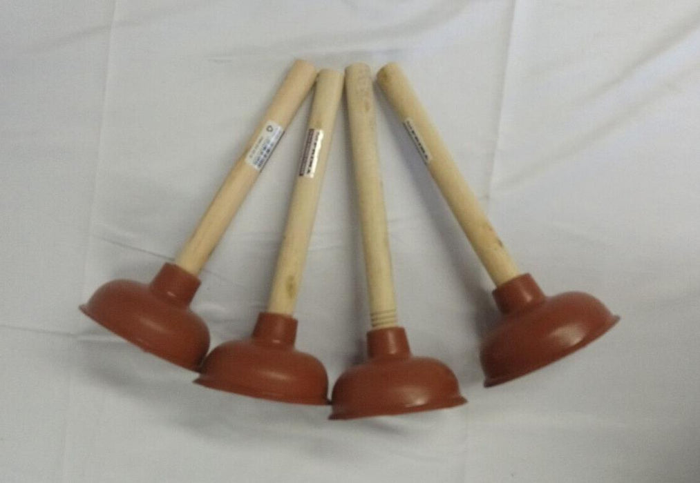 4 Pack Prima 10.5cm Rubber Plunger 4 Wooden Handle