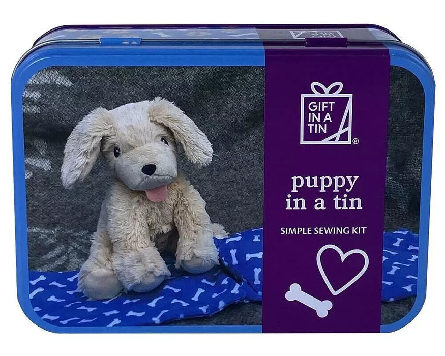 Puppy in a tin simple sewing kit