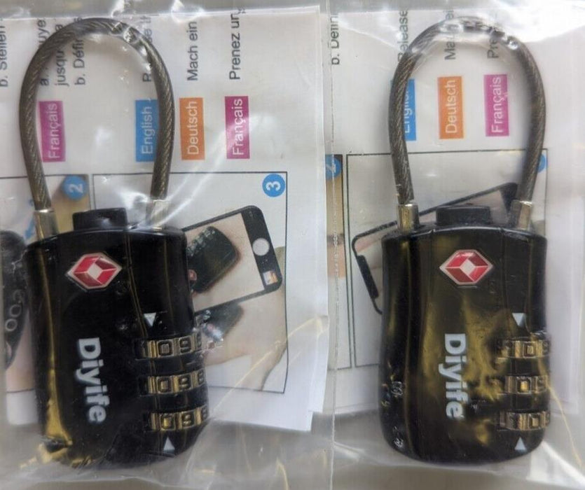 2 Pack Diyife Combination Lock - Black