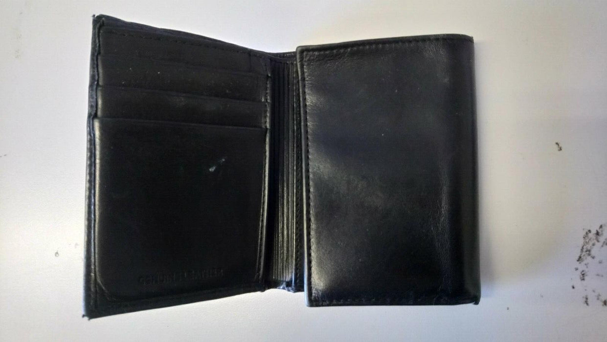 Black Leather Tri-Fold Men's Wallet