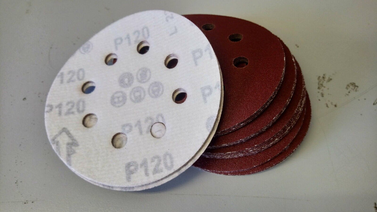 25 Piece - P120 Grit 5in Hook & Loop - Orbital Sander Discs