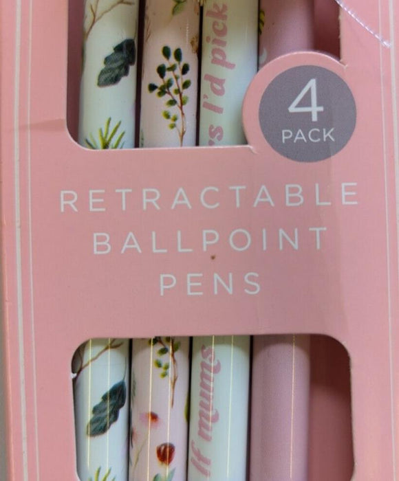 Pack of 4 Retractable Mothers Day Pens - Black Ink