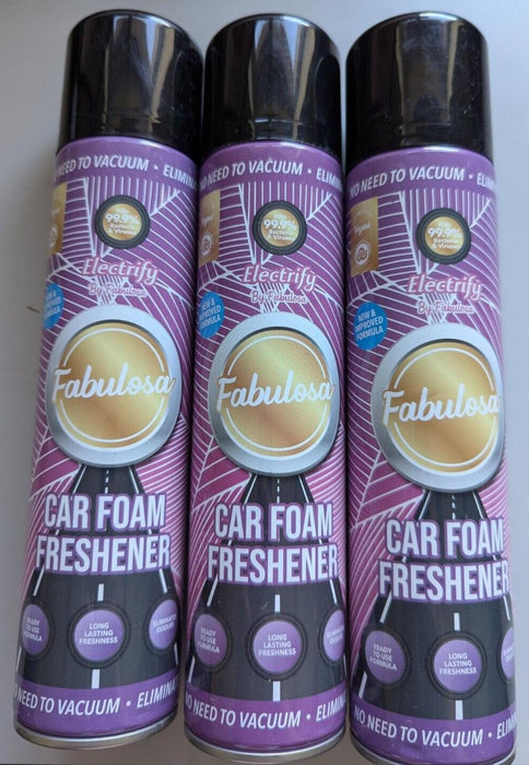 3 Pack Fabulosa Electrify Car Foam Freshener Odour Eliminator 500ml