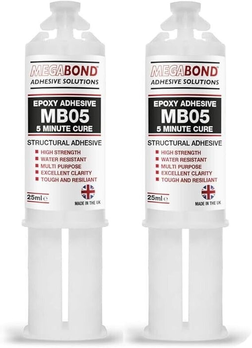 (Pack of 2) Megabond 25ml Fast Cure 5 Min Clear Epoxy Resin Structural Adhesive