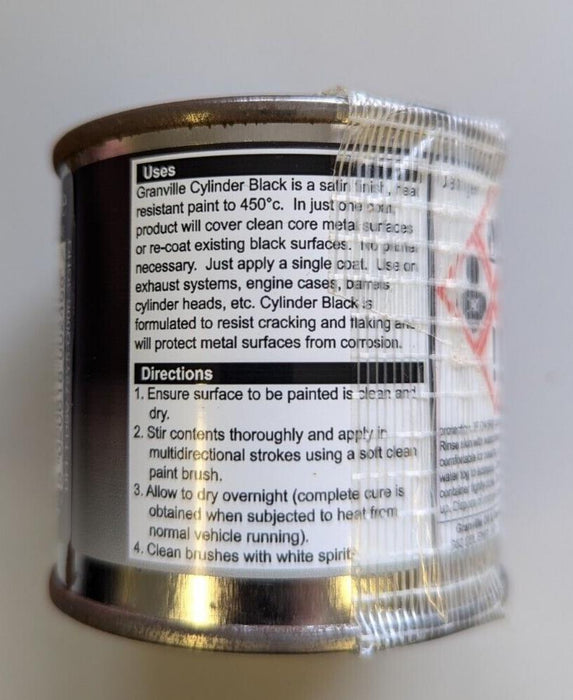 Granville Cylinder Black Satin Engine Paint High Temp Heat Exhaust Enamel 100ml