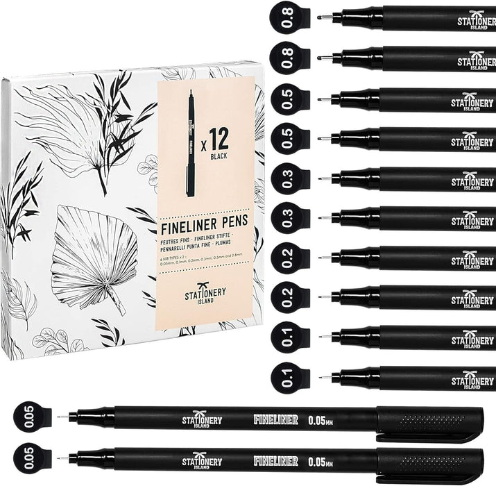 Fineliner Pens Stationaery island x9 black