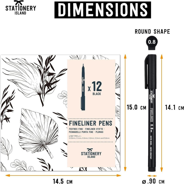 Fineliner Pens Stationaery island x9 black